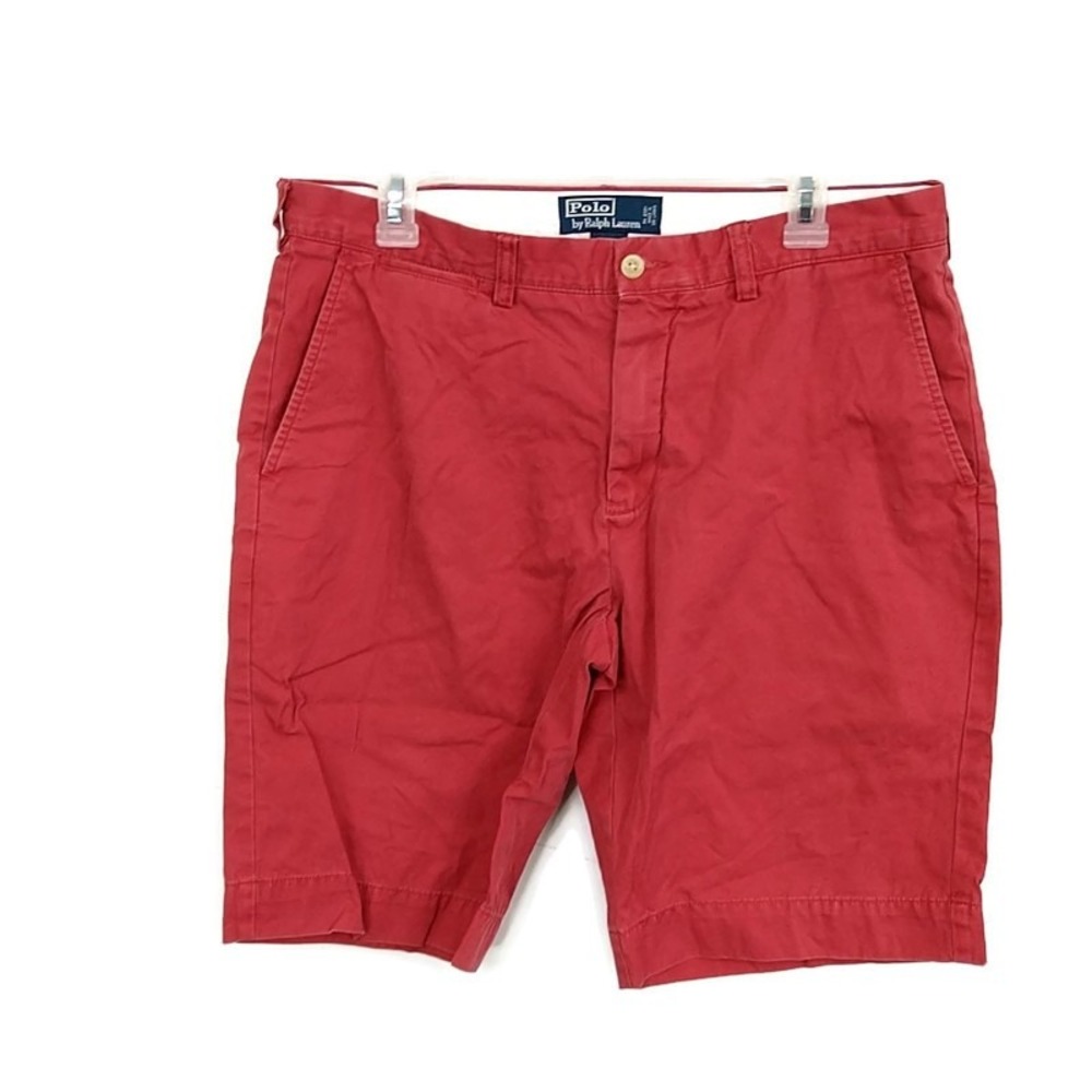 Polo Ralph Lauren Chino Shorts Mens 34 Red Classic Cotton 10 Inch Inseam